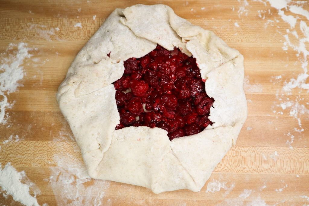 Pre-baked sourdough Raspberry galette
