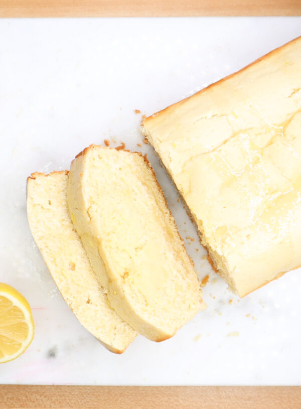Sourdough Lemon Loaf With Raspberry Drizzle