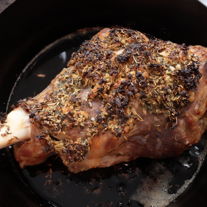 Roasted Lamb Leg with Herb Butter