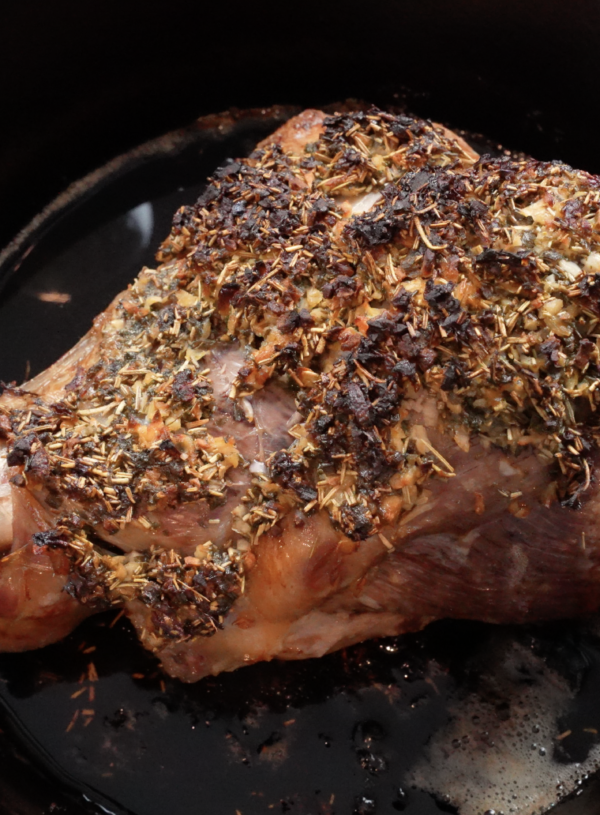 Roasted Lamb Leg with Herb Butter